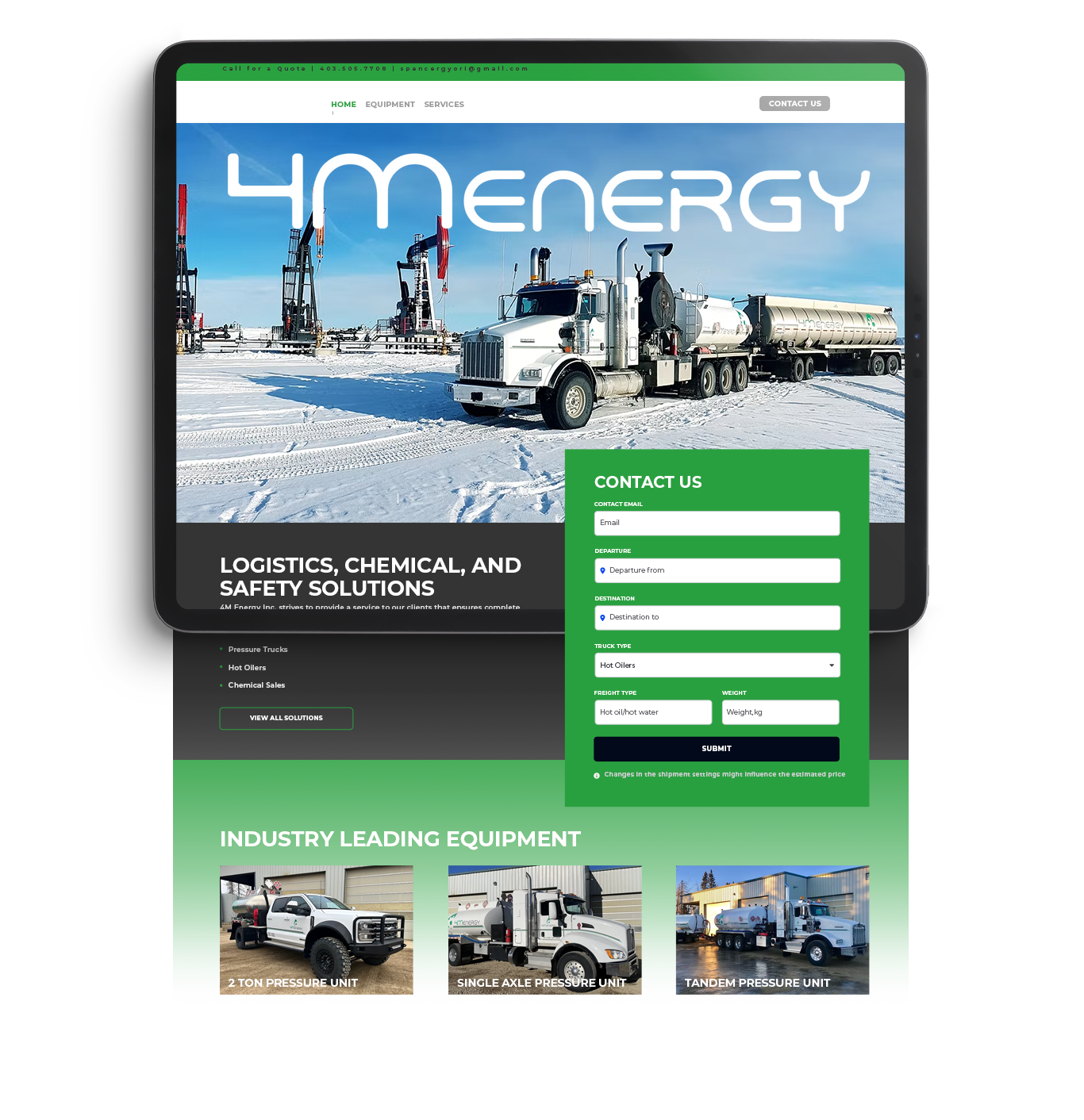 website design for energy logistics